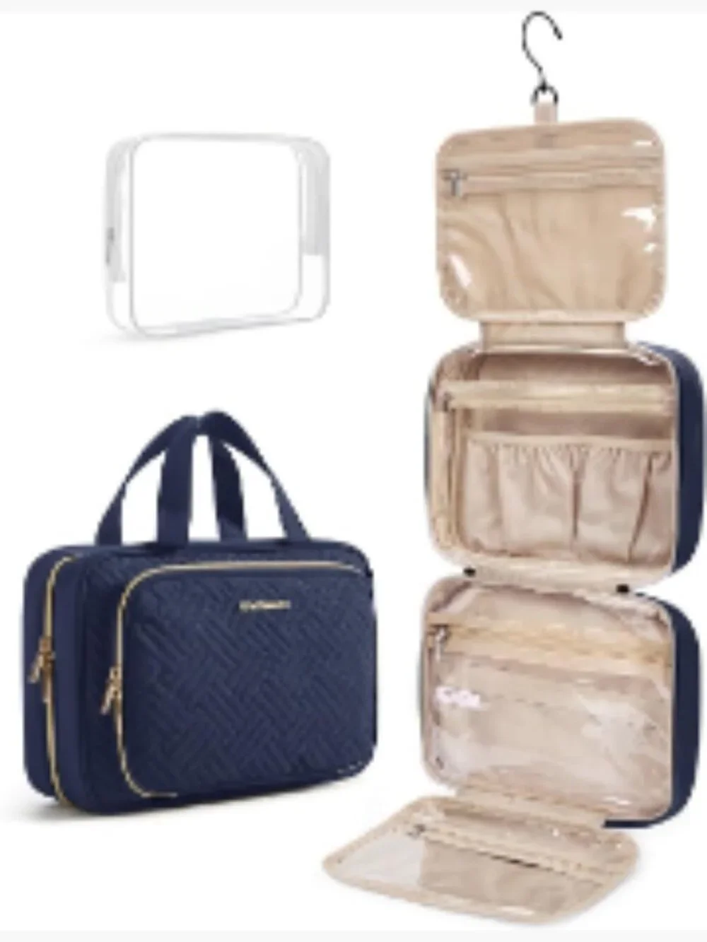 Hanging Travel Makeup Organizer TSA Approved Transparent Toiletry Bag Peachskin